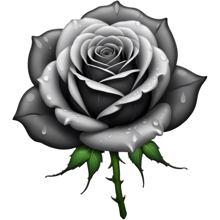 black rose greyscale colors, red blood droplets emoji