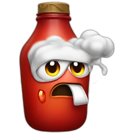 Smoking, angry ketchup bottle emoji