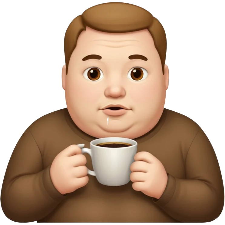 fat man, drink coffee emoji
