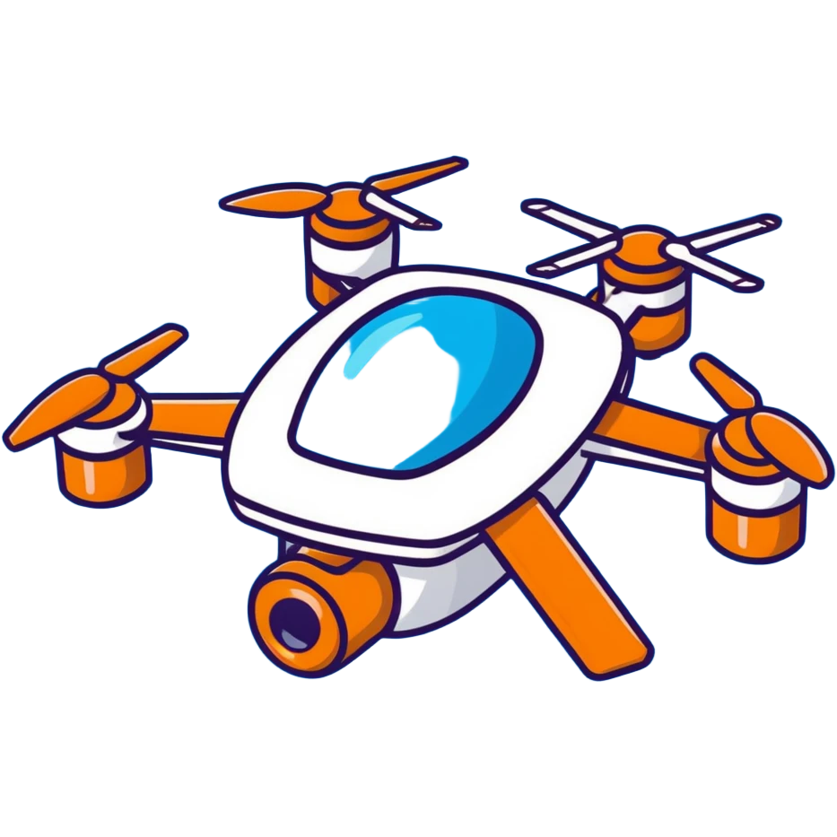 Murder Drones N character, robotic drone with menacing blue eyes, metallic body with blue accents emoji