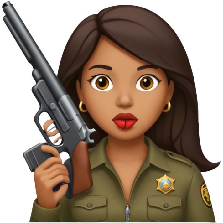 latina with gun in mouth emoji