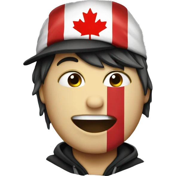emo face happy with canadian flag emoji