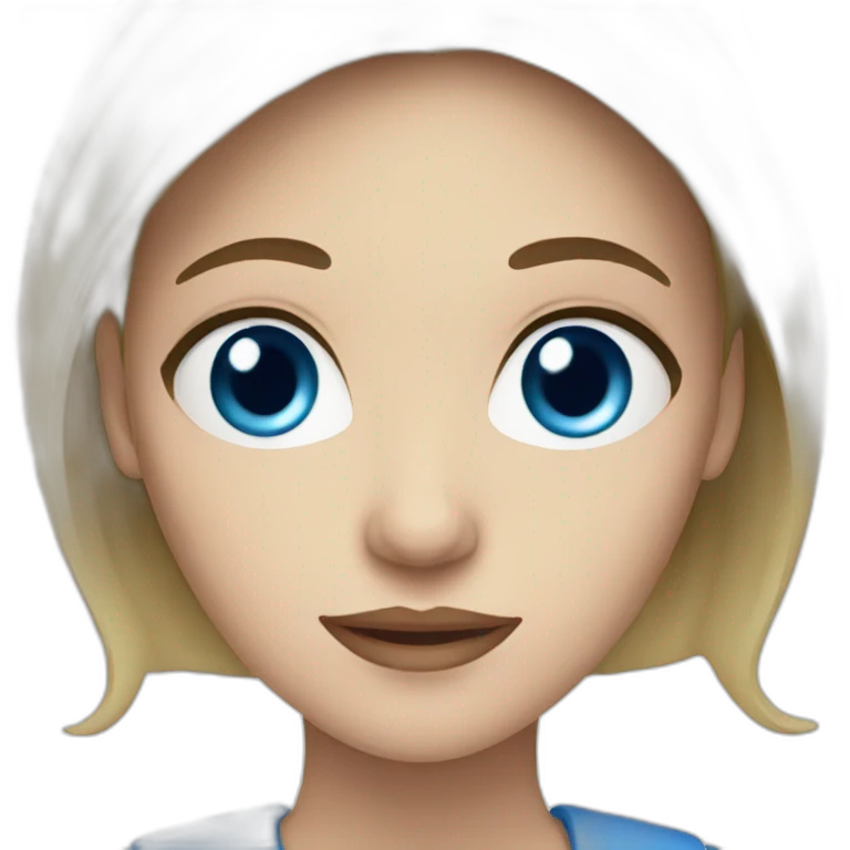 a white woman with blue eyes and dark hair emoji