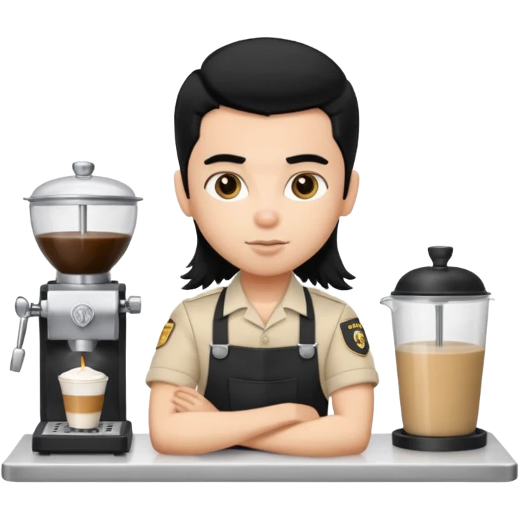 a pretty bratz barista. black hair. male emoji