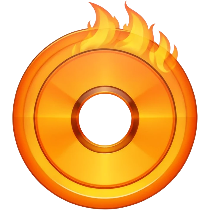 A minimalist CD disc with a subtle fire design, emoji style. emoji