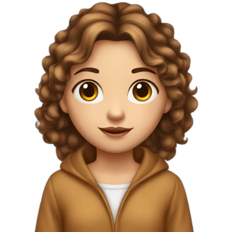 fille en pyjama, peau marron yeux noisette cheveux noir emoji