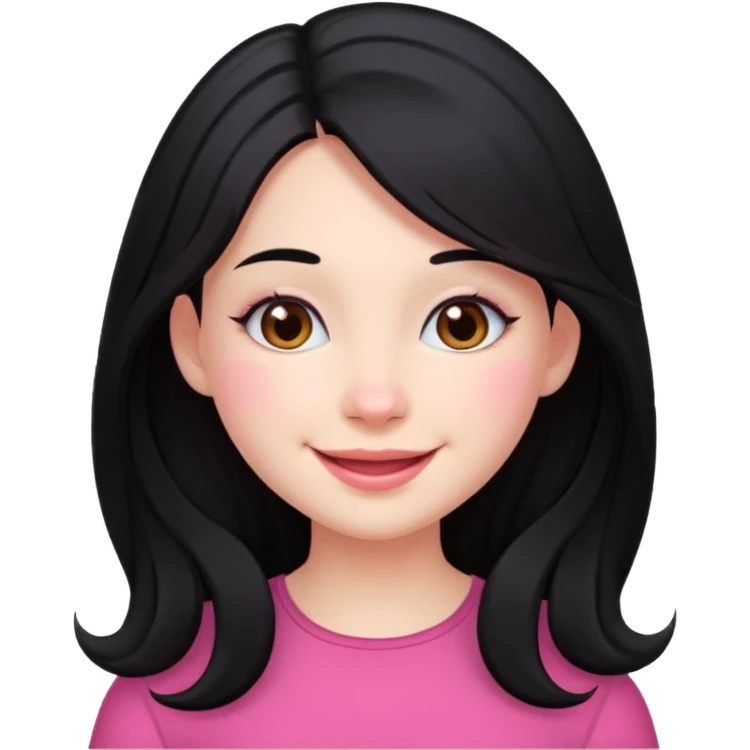 Clean girl long and black Hair and pink Cheek emoji