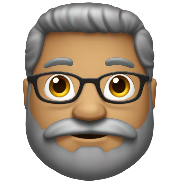Crie um emoji de um homem careca, barba grande e grisalha, usando um óculos de grau redondo, sobrancelhas finas  emoji