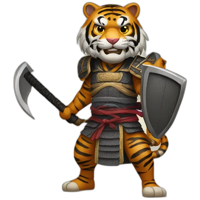 Tiger samurai holding axe emoji