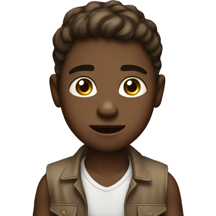 monochrome brown-skin boy with exposed midriff emoji