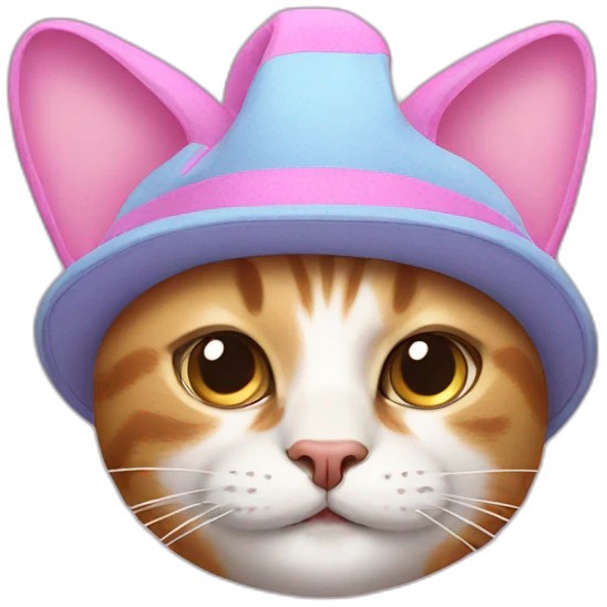 cat with a pink hat on his head emoji