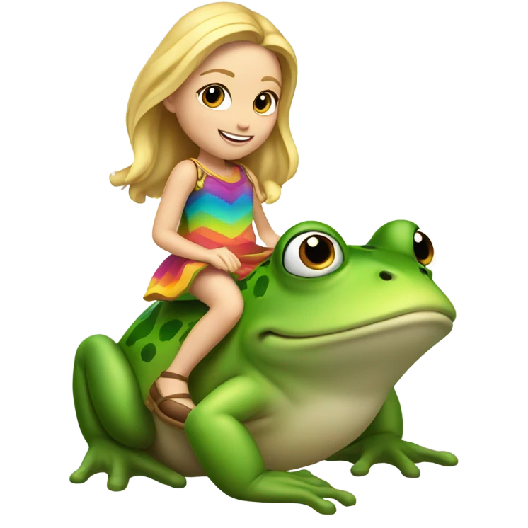 White girl riding a frog emoji