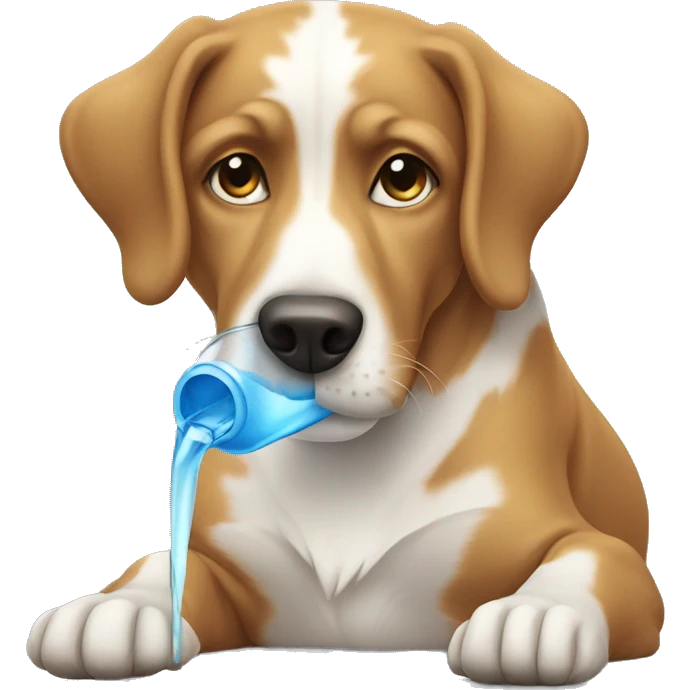 dog drinking water laying down emoji