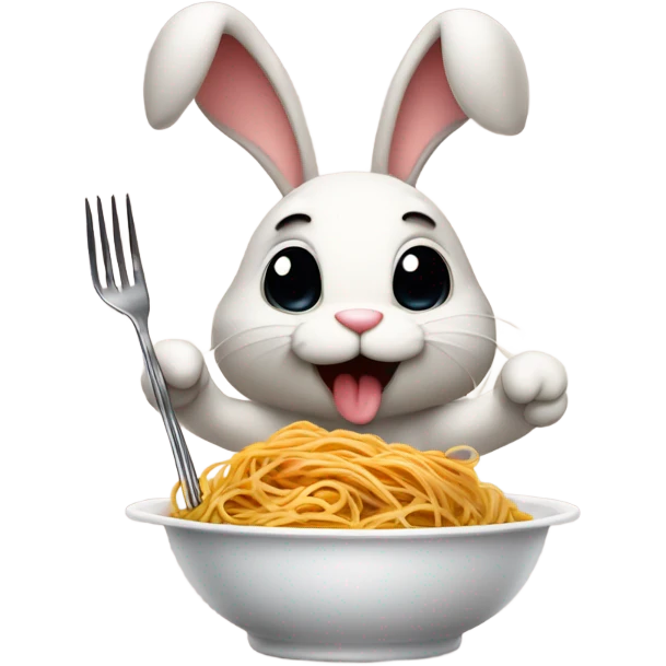 Bunny eating spaghetti  emoji