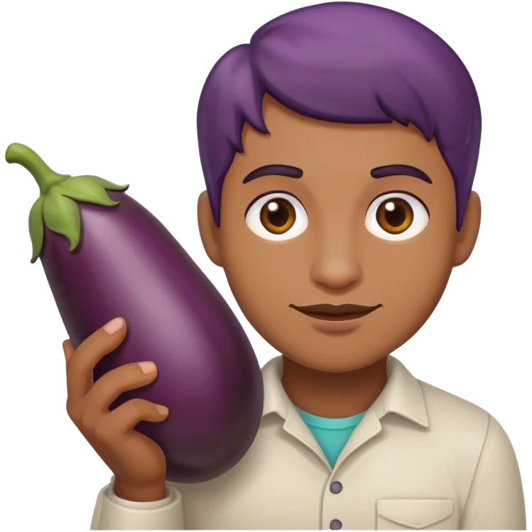 Emoji holding eggplant emoji