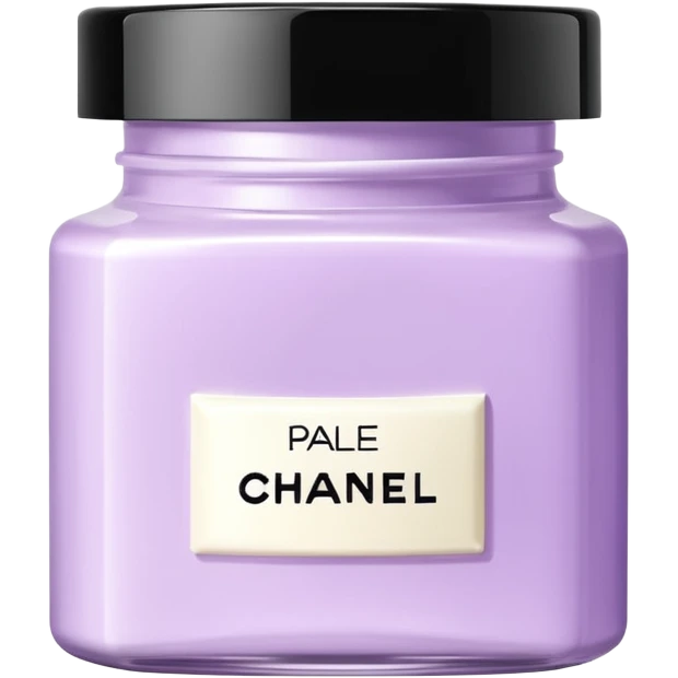 Pale purple body moisturizer cream pot with Chanel  emoji