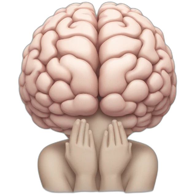brain praying with two hands and closed eyes emoji