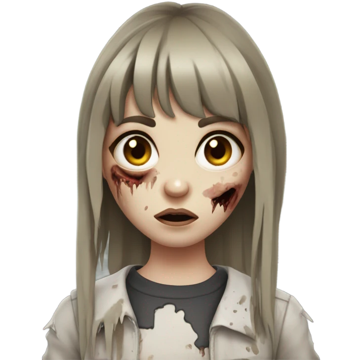 zombie girl with bangs and brown hair  emoji