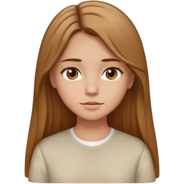 Fille brune clair raie au milieu cheveux long et yeux marron et peau beige cheveux lisse pas de4iere les oreilles  emoji