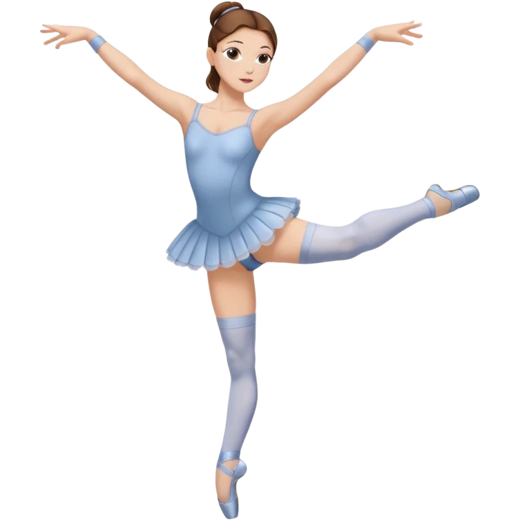 Ballet dancer in over the knee socks, leotard and long brown hair emoji