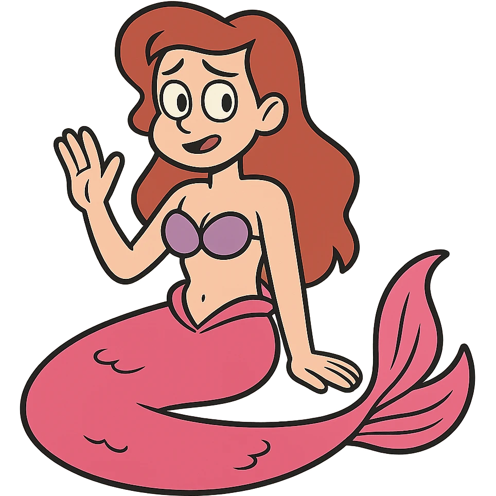 pink tail mermaid cartoon style emoji