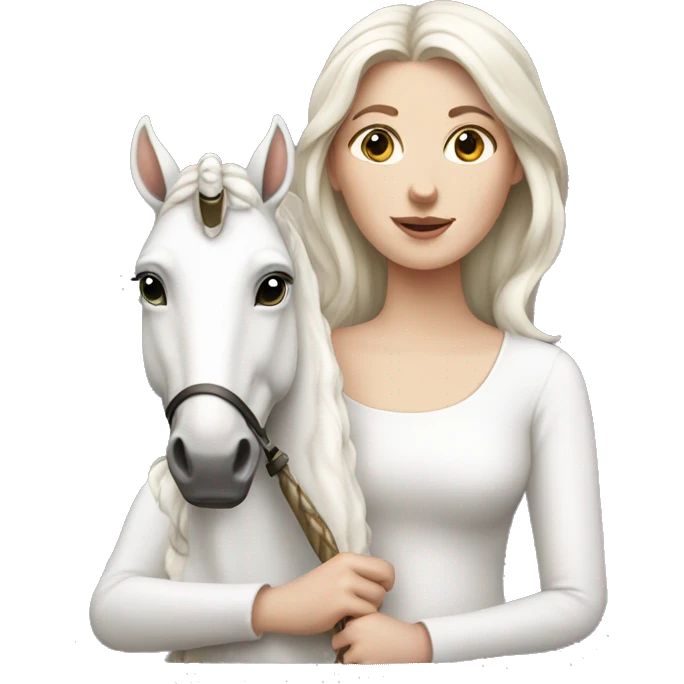 white lady with unicorn emoji