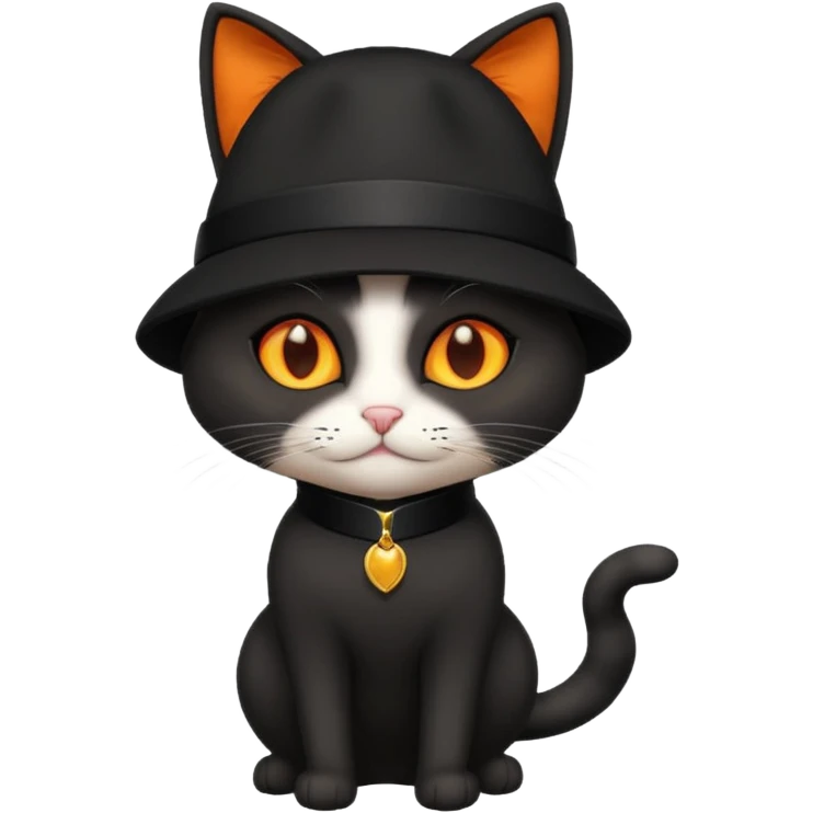black suited catwith fes hat emoji