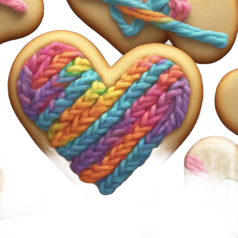 Cookie heart with yarn emoji
