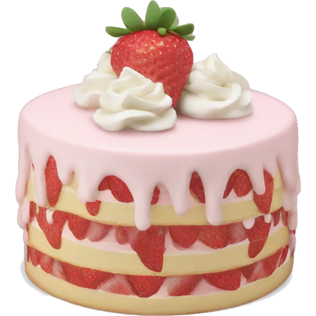 Light Pink strawberries and cream birthday cake  emoji