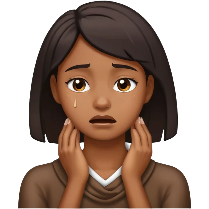 a black girl with her hands around her neck and crying emoji