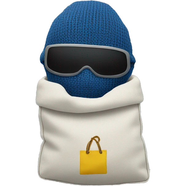 Ski mask holding bag emoji