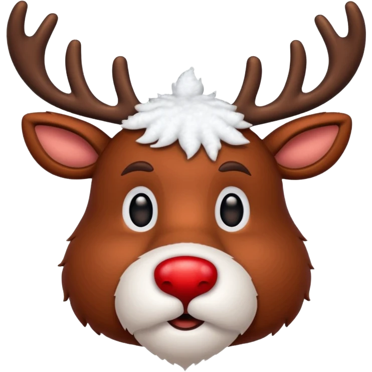 Rudolph red nosed reindeer with snow on its head and nose emoji