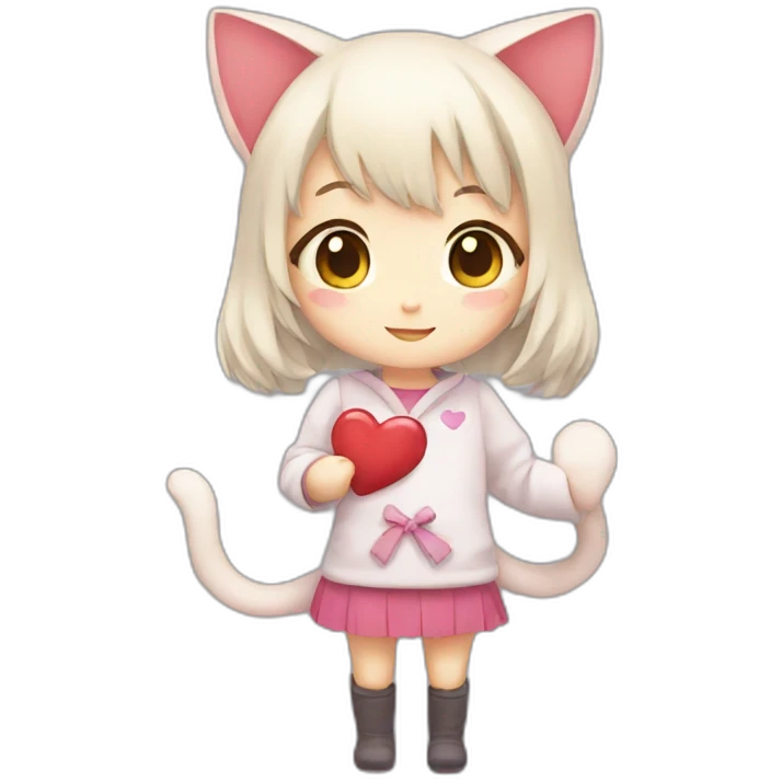 neko girl with heart emoji