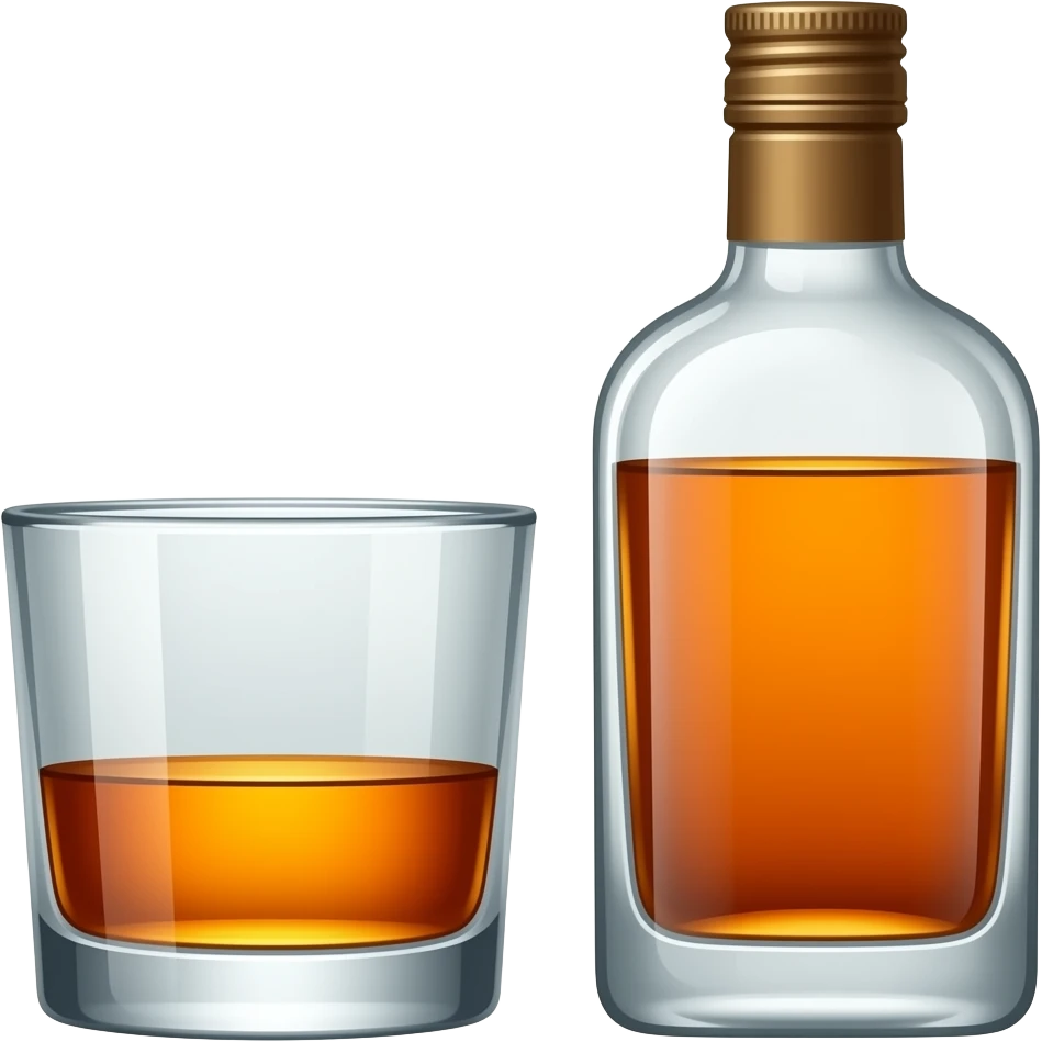one glass of whiskey and bootle emoji