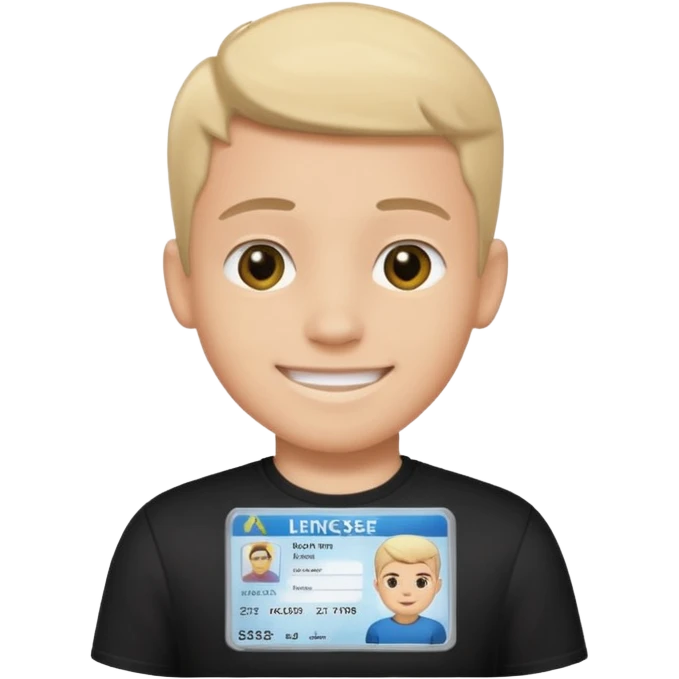 driving license of ipretty bratz emoji of a boy with a black tee emoji