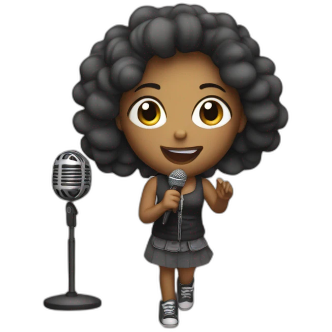 singing girl with microphone at concert emoji