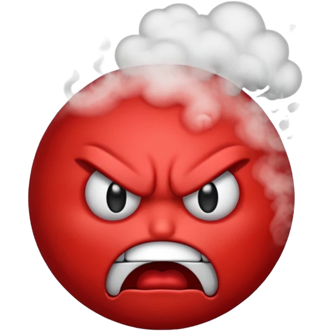 monochromatic red emoji face with angry expression and steam  emoji