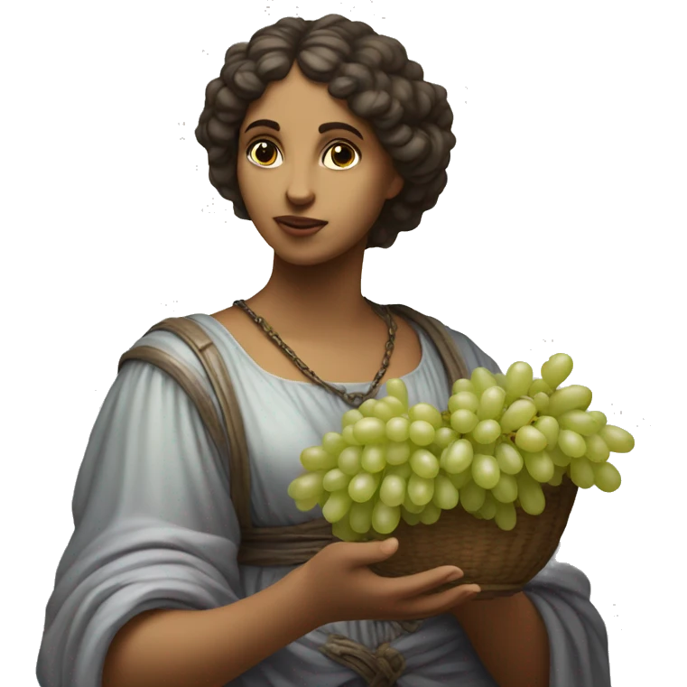 Sappho holds a bunch of grapes in her hand emoji