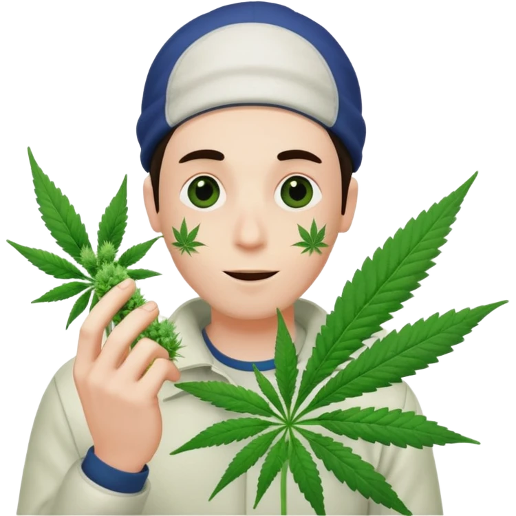 gang dealer white with cannabis on a hand emoji