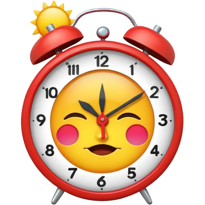 party, alarm clock, sunset MORE SUNSET. SLEEPY. Don't put a person there. Default emoji face emoji