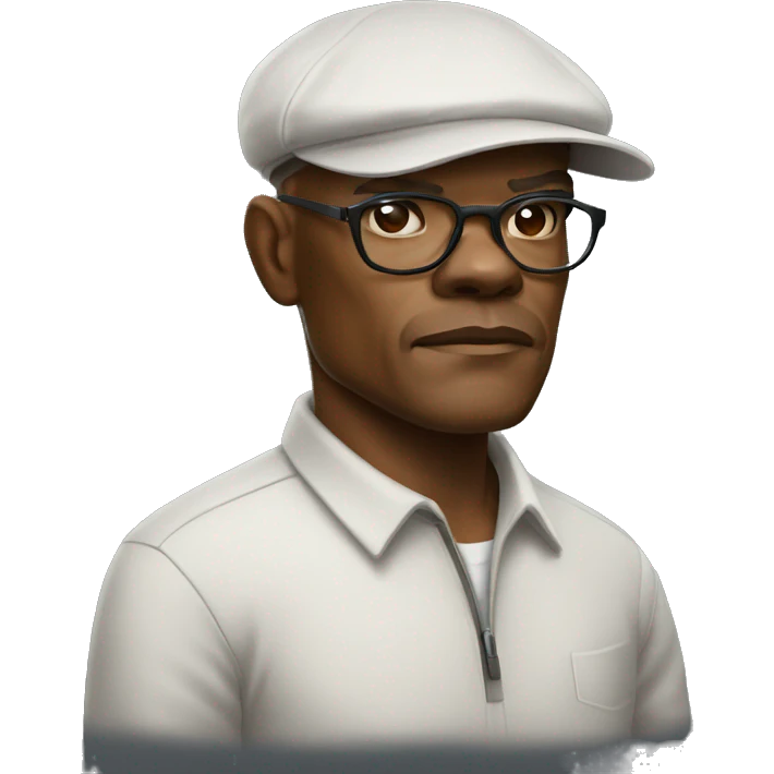 bald samuel l jackson serious wearing shirt and Kangol emoji