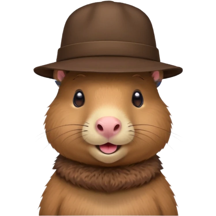 Cute capybara with blush wearing a hat emoji