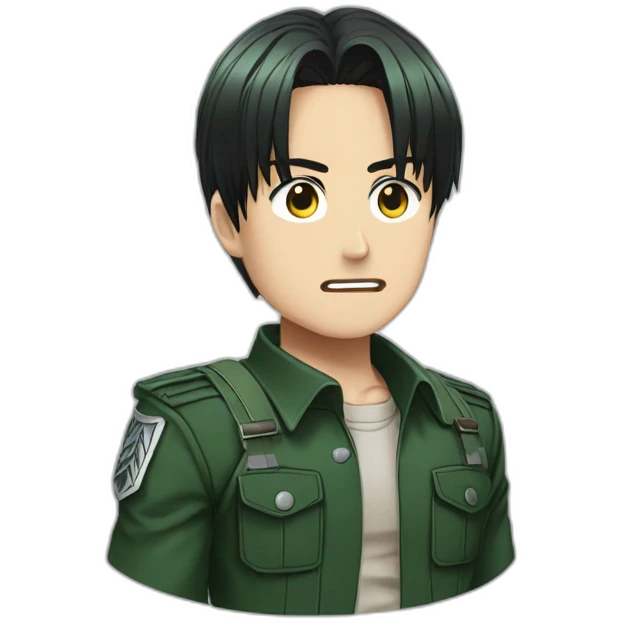 powerful Levi of Attack titan wears forest-green clothes emoji