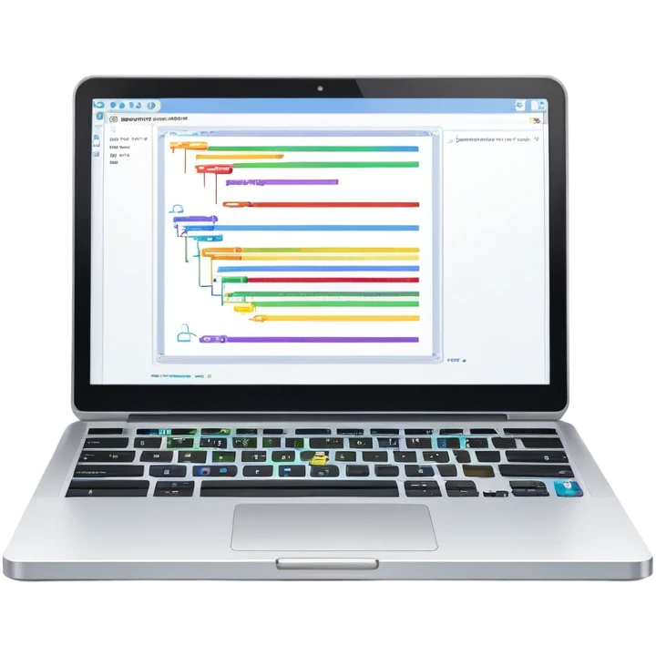 An icon featuring a laptop screen with colorful lines of code, brackets, and a blinking cursor, symbolizing programming. The design includes flowcharts, gear icons, and binary code, representing software development and logical problem-solving. Transparent background highlights the world of coding. emoji
