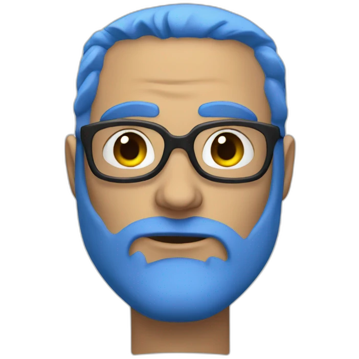 Portrait Super hero man with blue hair emoji
