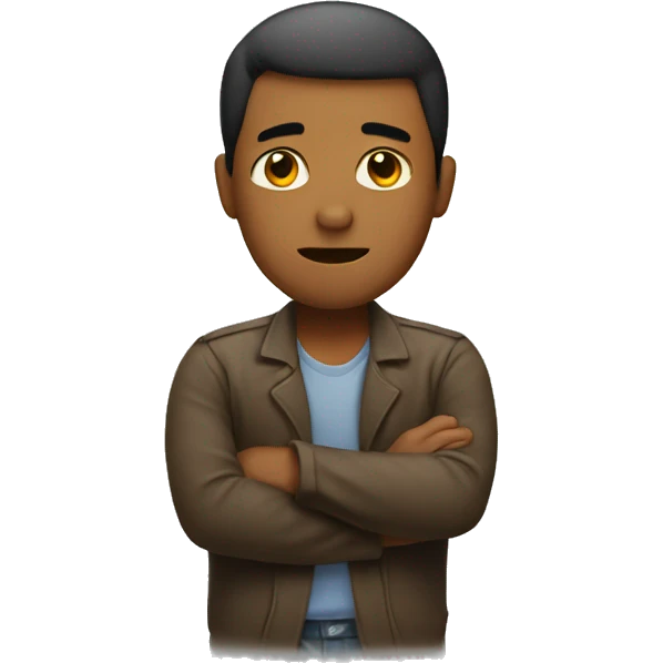 Guy with head down crossing arms emoji