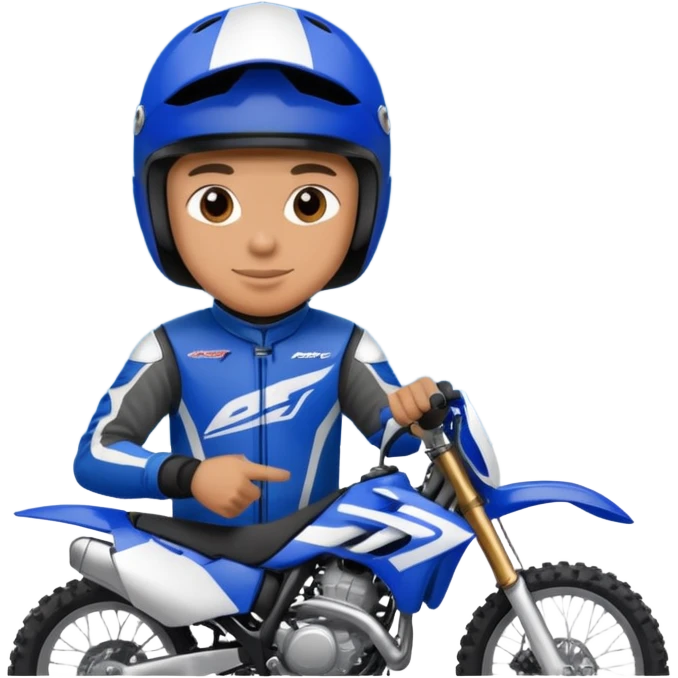 dirtbike rider in blue gear signing autographs emoji