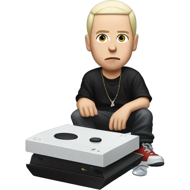 Eminem playing on a PS5 emoji