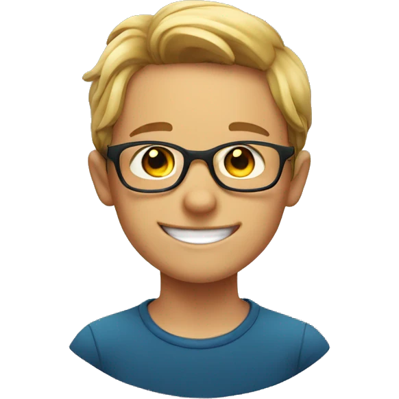 smiling boy with glasses indoors emoji