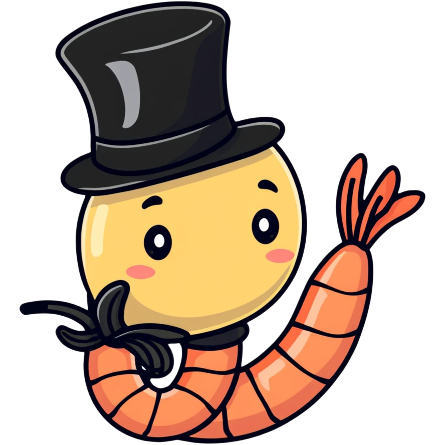 shrimp wearing a top hat emoji
